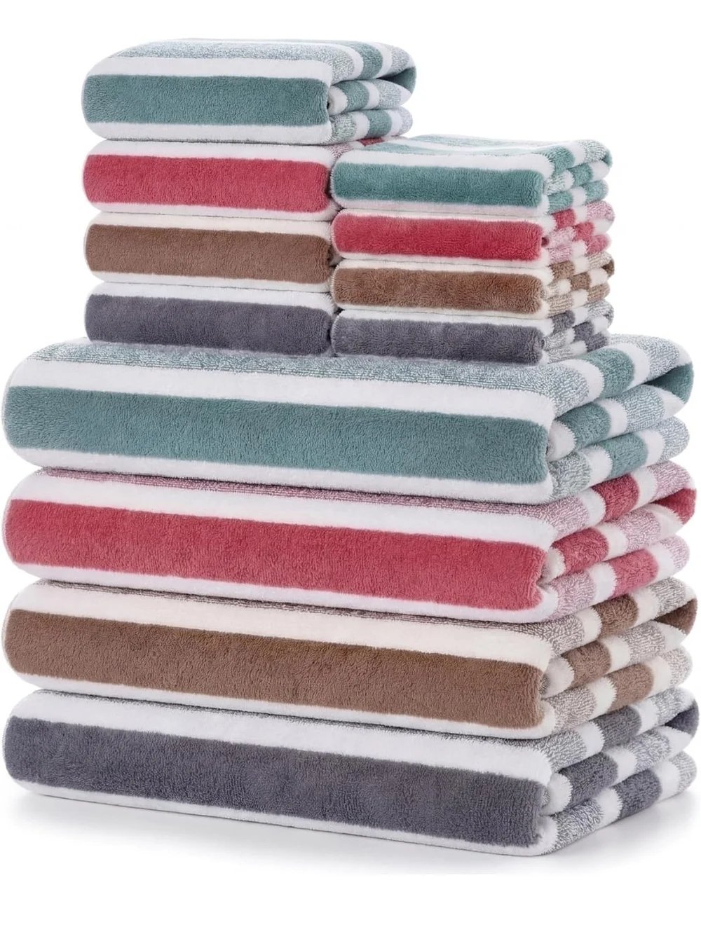 Luxury Striped Cotton Towel Set - Multi Color